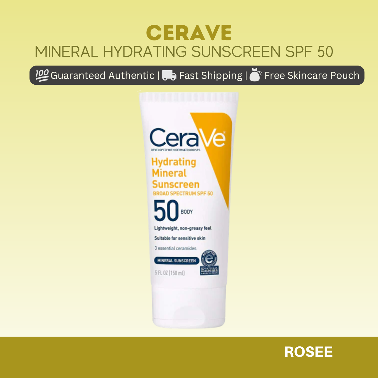 Cerave Hydrating Mineral Sunscreen SPF 50 Body Lotion 150ml