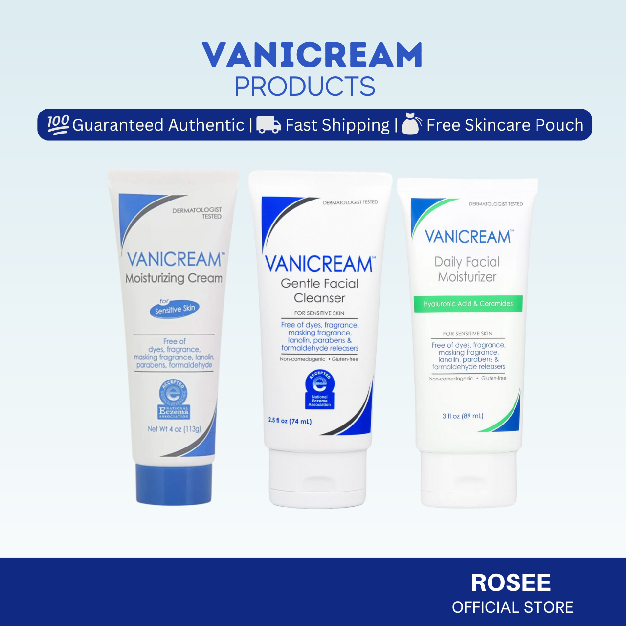 Vanicream Products (Gentle Facial Cleanser, Daily Facial Moisturizer & Moisturizing Cream)