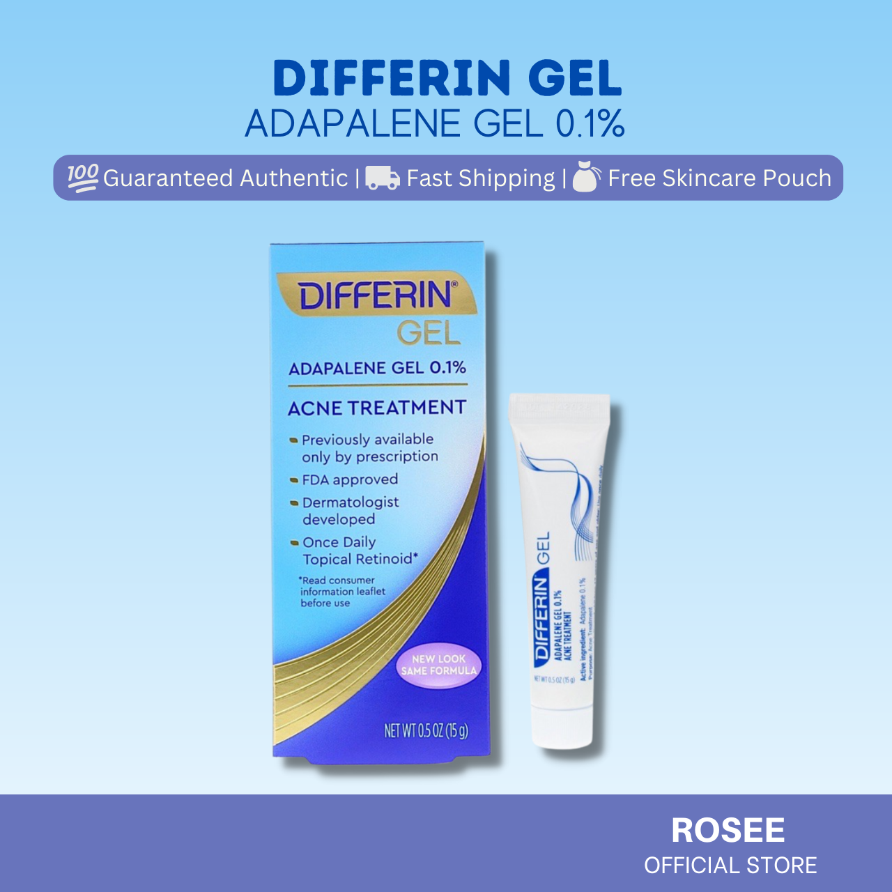 Differin Adapalene Gel 0.1% Acne Treatment 15g