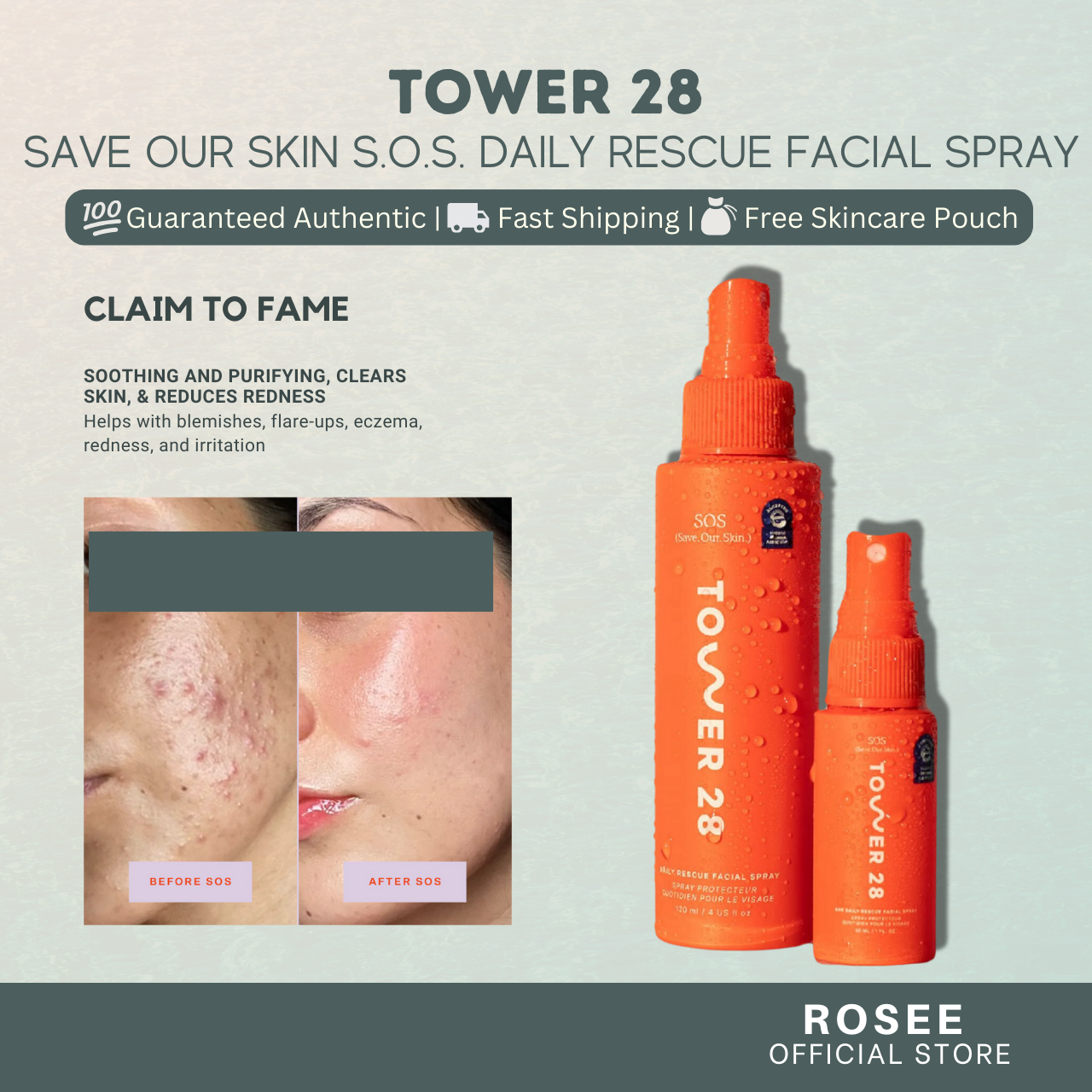 Tower 28 Beauty SOS Daily Rescue Facial Spray with Hypochlorous Acid