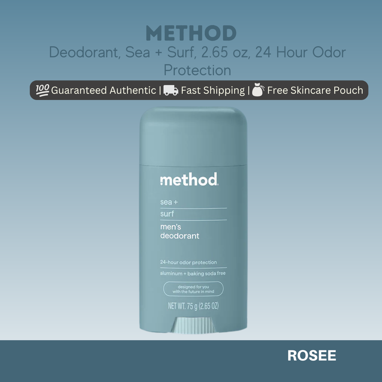 Method Deodorant, Sea + Surf, 2.65 oz, 24 Hour Odor Protection, 2.65 oz