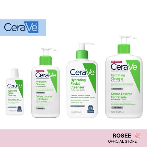 CeraVe Hydrating Facial Cleanser 87ml, 237ml, 355ml, 473ml, 1000ml (US/ Europe versions)